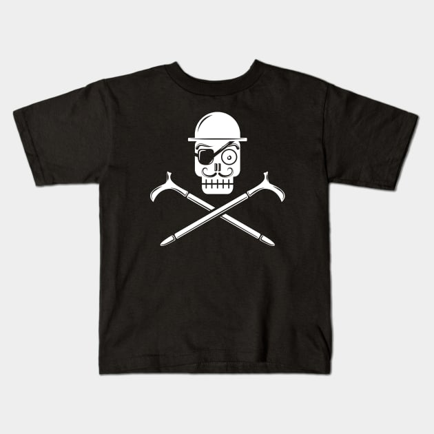 Pirate Skull with Bowler Hat (white) Kids T-Shirt by dkdesigns27